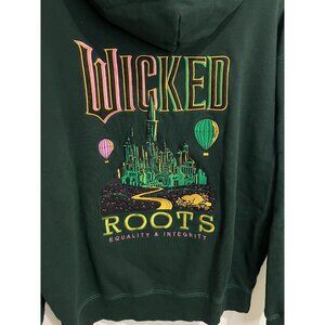 WICKED x ROOTS Oz Green Pullover Oversized Hoodie Sweater size LARGE